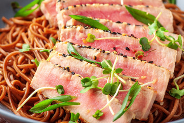 Buckwheat soba noodles with tuna