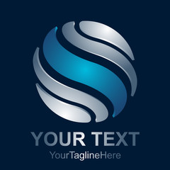 Creative abstract 3d sphere vector logo design template element. Colored silver blue concept icon