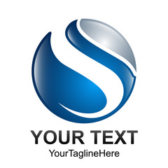 Creative abstract 3d sphere vector logo design template element. Colored silver blue concept icon