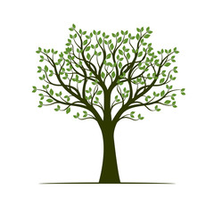 Green Spring Tree. Vector Illustration.