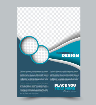Blue flyer vector design template. Business brochure. Annual report or magazine cover.
