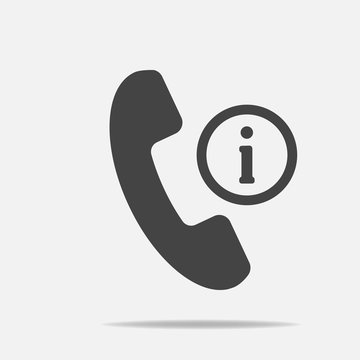 Vector phone icon and letter i. Get help information on the phone. Layers grouped for easy editing illustration. For your design.