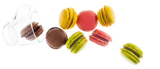 colorful traditional French sweets macaroons from almond flour i