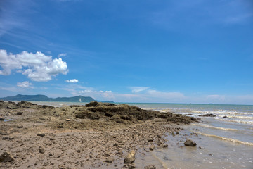 Sea and blue sky background.