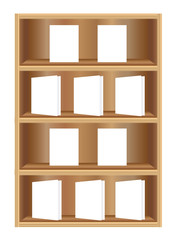 Bookcase with white books vector