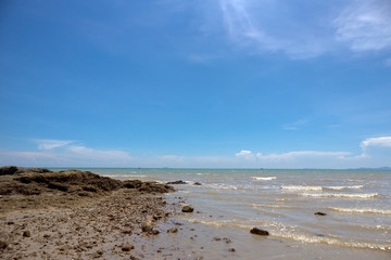 Fototapeta na wymiar Sea and blue sky background.