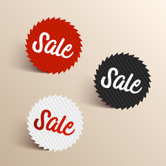 Sale color banners. Black, red and white colored sale icons. Vector illustration.