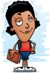 Confident Cartoon Black Woman Student