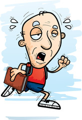 Exhausted Cartoon Senior Citizen Student