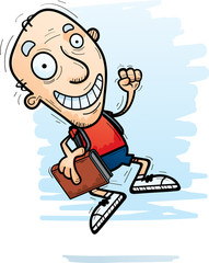 Cartoon Senior Citizen Student Jumping