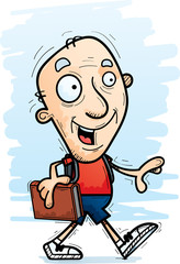 Cartoon Senior Citizen Student Walking