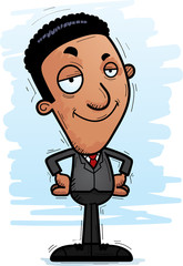 Confident Cartoon Black Businessman
