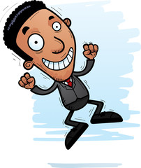 Cartoon Black Businessman Jumping