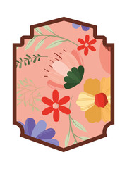 flower and leafs decorative frame vector illustration design