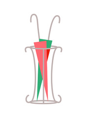 Umbrellas and Stand Poster Vector Illustration