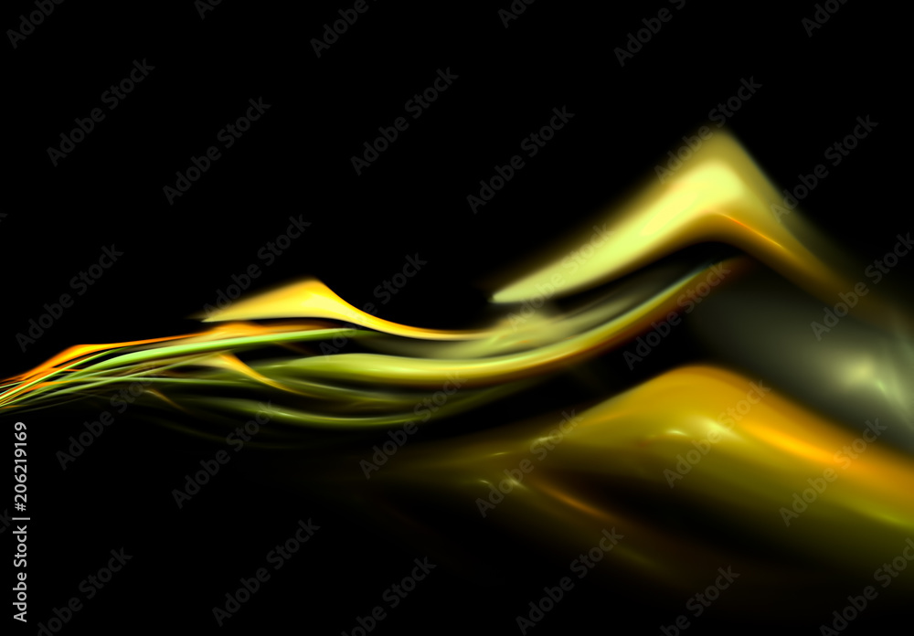 Poster abstract 3d wavy shape on black background