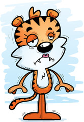 Sad Cartoon Female Tiger