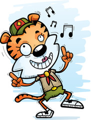 Cartoon Female Tiger Scout Dancing