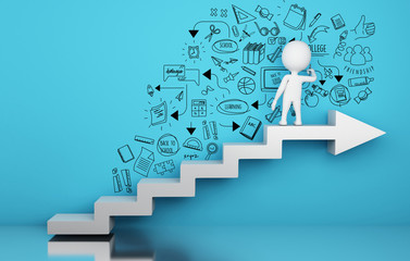 3d White people drawing graduation sketch