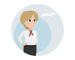 Stewardess Vector template. Cartoon characters isolated woman