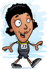 Cartoon Black Track Athlete Walking