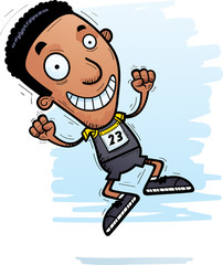 Cartoon Black Track Athlete Jumping