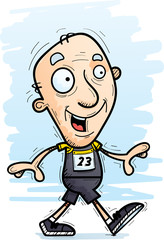 Cartoon Senior Track Athlete Walking