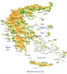 Physical map of Greece - 206220785