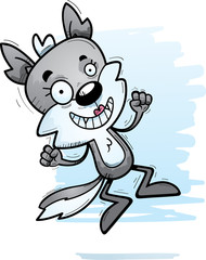 Cartoon Female Wolf Jumping