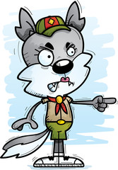 Naklejka premium Angry Cartoon Female Wolf Scout