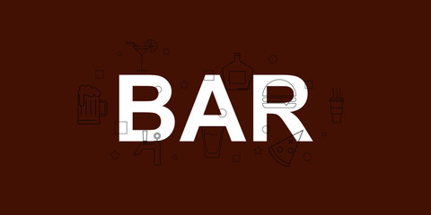 Bar vector banner. Word with line icon. Vector background	