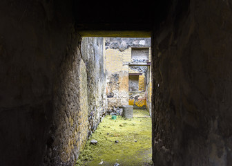 Ercolano's ruins. Ancient city of Herculaneum next to Naples. This city was destroyed by the eruption of the Vesuvius volcano in 79 AD