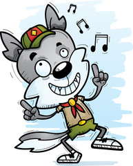 Cartoon Male Wolf Scout Dancing