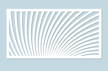 Decorative card for cutting laser or plotter. Abstract lines pattern. Laser cut. Ratio 1:2. Vector illustration.