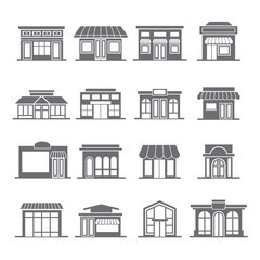 Store shop building icons set 1