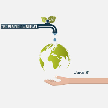 World Environment day concept vector logo design template.June 5st World Environment day concept.World Environment day Awareness Idea Campaign.Vector illustration.