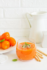Spanish tomato soup with gazpacho from yellow tomatoes.