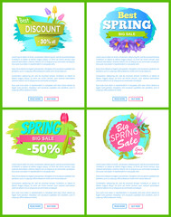 Set of Spring Sale Advert Tags Labels Crocus Flower