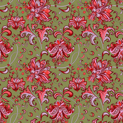 seamless pattern with red flowers 