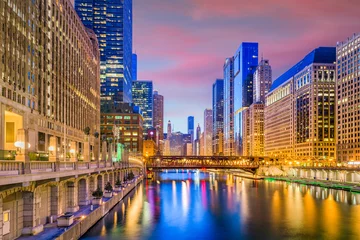 Crédence de cuisine en verre imprimé Chicago Chicago, Illinois, États-Unis Paysage urbain