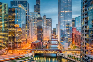 Rolgordijnen Chicago, Illinois, Verenigde Staten Stadsgezicht © SeanPavonePhoto