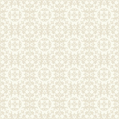 Seamless light background with beige pattern in baroque style. Vector retro illustration. Ideal for printing on fabric or paper.