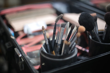 Makeup brushes and tools professional cosmetic devices. Brush makeup products kit,