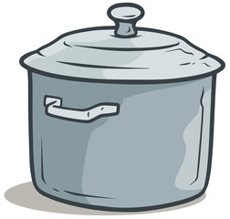 Cartoon gray cooking pot with cover