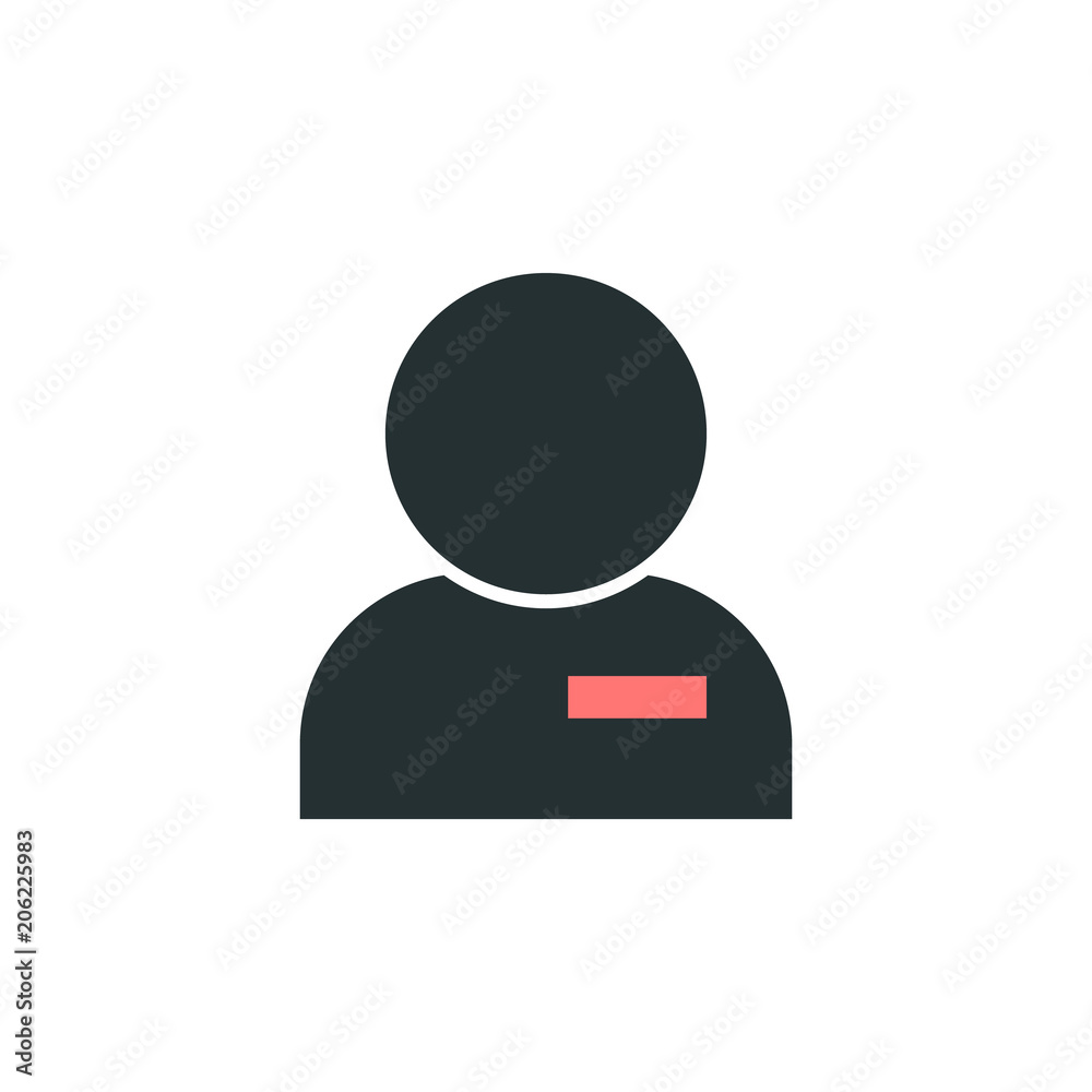 Aufkleber deleting a contact icon. element of web icon with one color for mobile concept and web apps. isolate