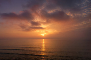 beautiful seascape with sunset ocean