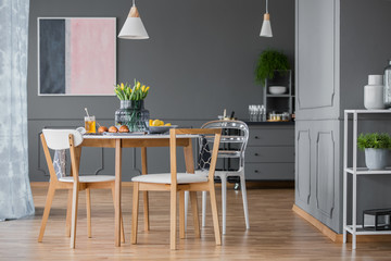 Pastel dining room interior