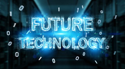 Future technology text hologram 3D rendering