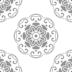 Oriental silver ornament. Vintage pattern with volume 3D elements, shadows and highlights. Classic traditional pattern