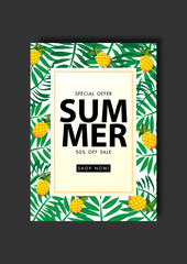 Naklejka na ściany i meble Summer sale background vector illustration sale off template